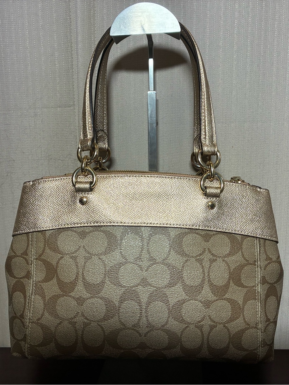 Coach Metallic Gold Signature Shoulder Satchel - Picture 2 of 8